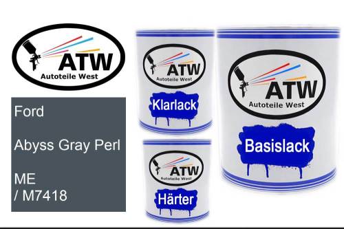Ford, Abyss Gray Perl, ME / M7418: 1L Lackdose + 1L Klarlack + 500ml Härter - Set, von ATW Autoteile West.